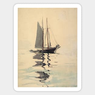 Two-Masted Schooner with Dory by Winslow Homer Magnet